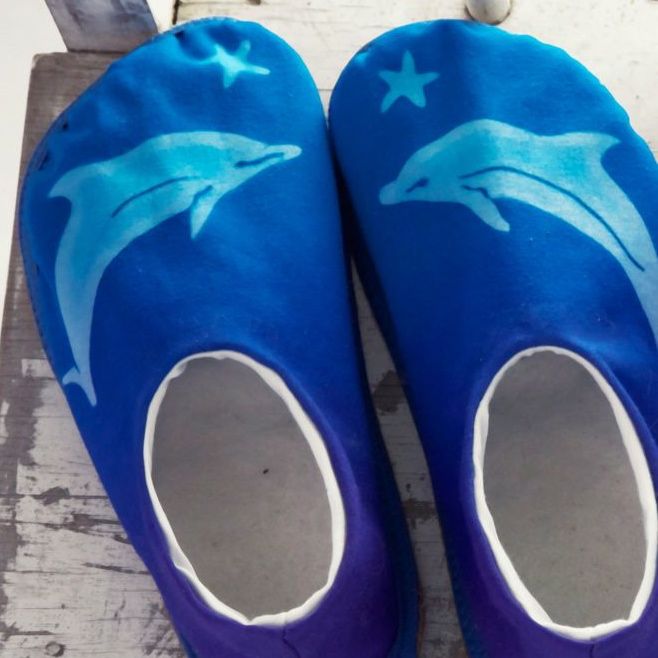 Ocean Dolphin - handmade slippers