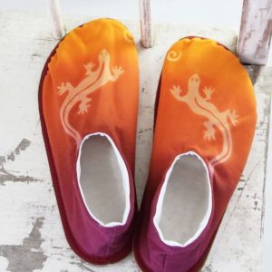 Sunset Gecko - handmade slippers